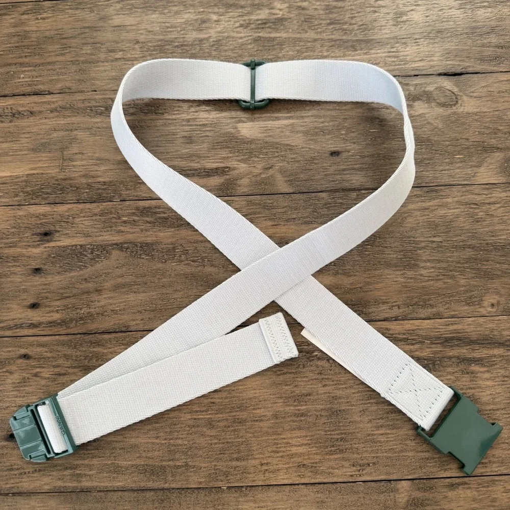 GANNI Logo Webbing Belt Light‎ Blue Green Plastic Buckle BA.C 5731 One Size Mens